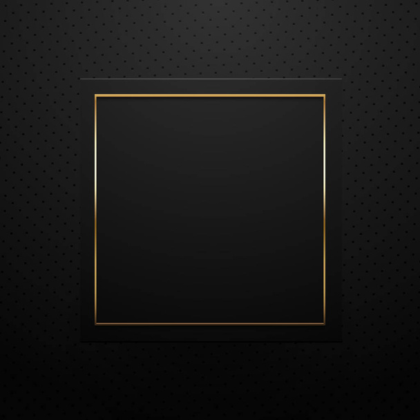 Black paper background with gold square frame.  - Vettoriali, immagini