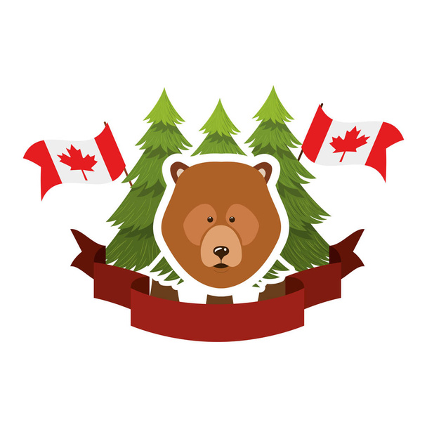 カナダデザインのクマの森の動物 - ベクター画像