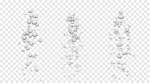 Набор изолированных реалистичных пузырьков или капель воды на прозрачном
  - Вектор,изображение