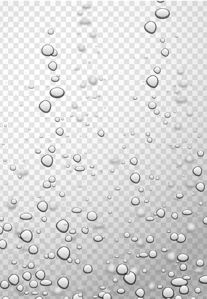 現実的な気泡や滴を持つ透明な水の背景. - ベクター画像
