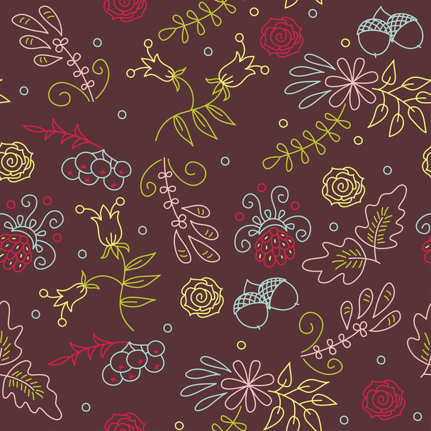 Seamless floral hand drawn wallpaper - Vetor, Imagem