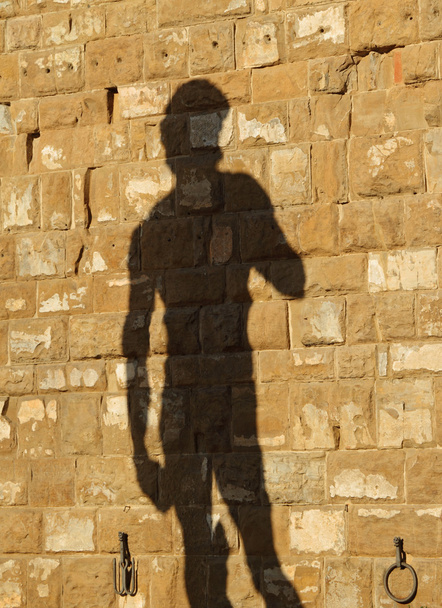 Silhouette der berühmten italienischen Statue von David projiziert an der Wand o - Foto, Bild