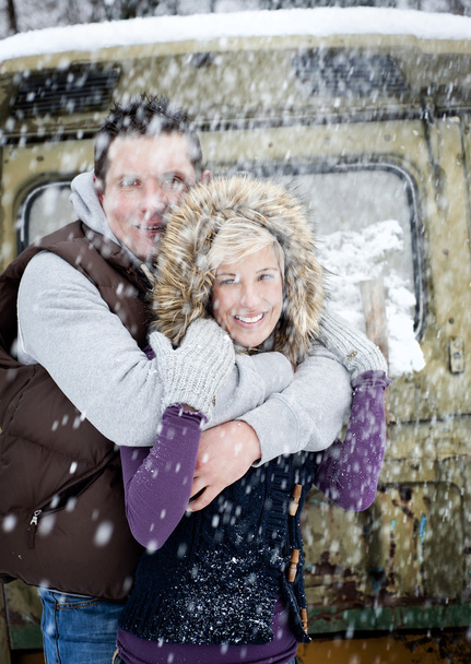 Couple in winter - Фото, изображение