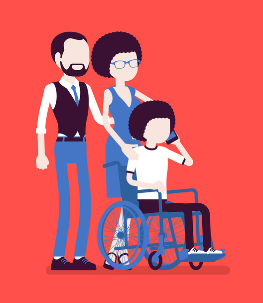 Familie met een gehandicapt kind - Vector, afbeelding