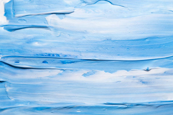 blue white acrylic paint brushstrokes background - Foto, Bild