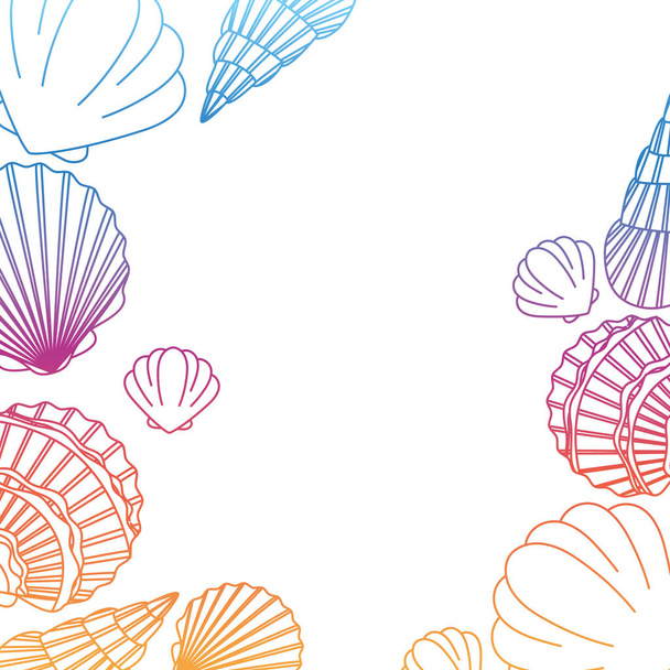 cute Seashells na morzu w białym tle - Wektor, obraz
