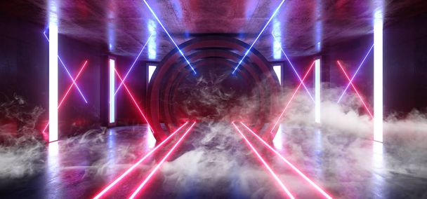 Kouř futuristická neonová světla Sci Fi zářící červená modrá virtuální VIB - Fotografie, Obrázek