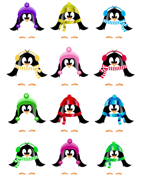 sada roztomilých vektorové malá sbírka tučňáků. - Vektor, obrázek