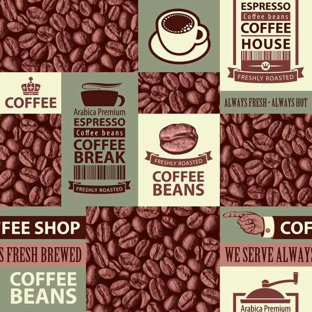 seamless pattern on the theme of coffee house - Vector, Image