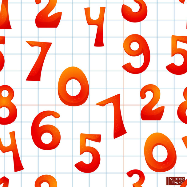 Seamless pattern cartoon colored numbers. - Vektor, Bild