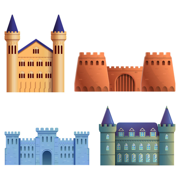 набор красивых замков из мультфильмов, векторная иллюстрация
 - Вектор,изображение