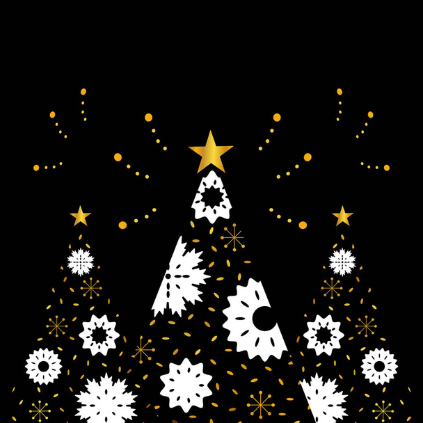 Χειμερινό μοτίβο με χρυσό και νιφάδες χιονιού για το νέο έτος και τα Χριστούγεννα - Διάνυσμα, εικόνα