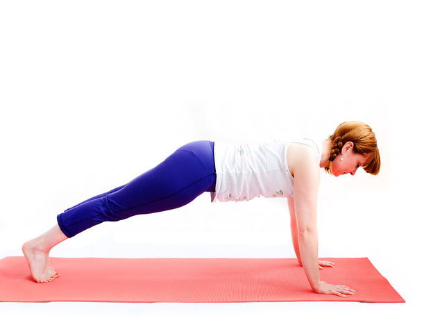 middle aged woman exercise yoga - Fotografie, Obrázek