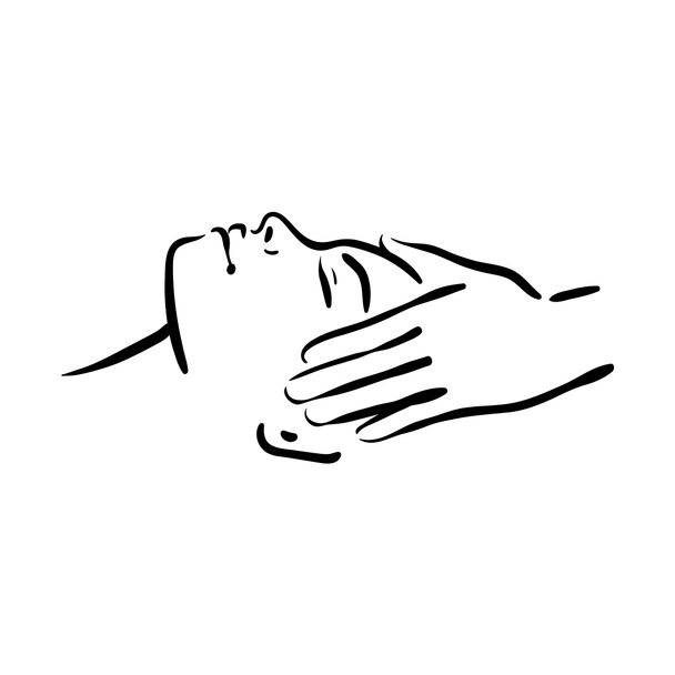 Ilustración dibujada a mano de masaje facial spa para mujer sobre fondo blanco
 - Foto, imagen