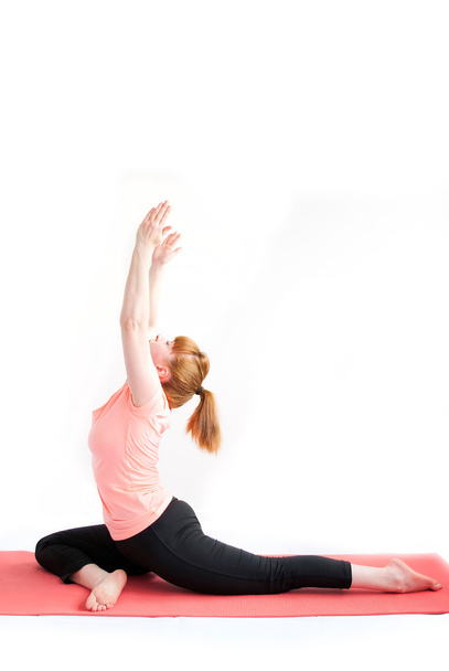 middle aged woman exercise yoga - Foto, imagen
