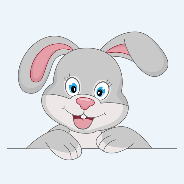 Cute cartoon baby bunny and smiling fun. - Vector, imagen
