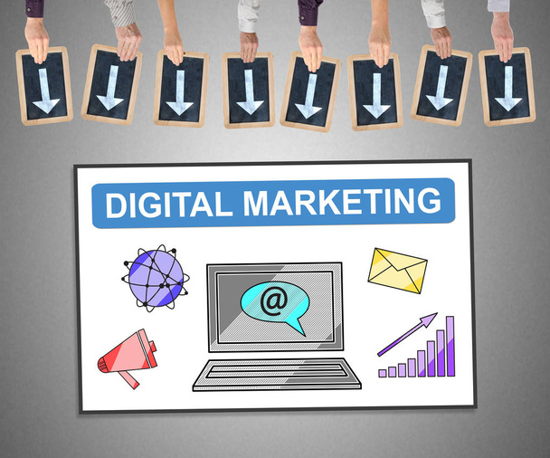 Digital marketing concept on a whiteboard - Photo, Image
