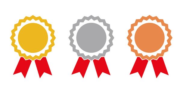 champion gold silver and bronze award medals - Vector, Image