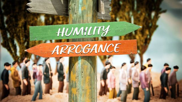 Signe de rue à l'humilité contre l'arrogance
 - Photo, image