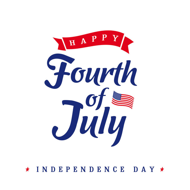 4 Temmuz, Amerika Birleşik Devletleri Bağımsızlık Günü vintage kart. Banner veya poster için Calligraphic 4 Temmuz tipografi logo tasarımı. Vektör İllüstrasyonu - Vektör, Görsel