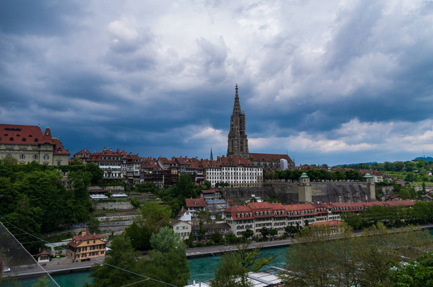Bern city Switzerland view of the Cathedral overcast day dramati - Photo, Image