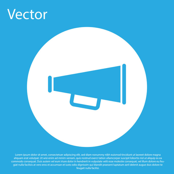 Blue Megaphone icon isolated on blue background. White circle button. Flat design. Vector Illustration - Vector, Image