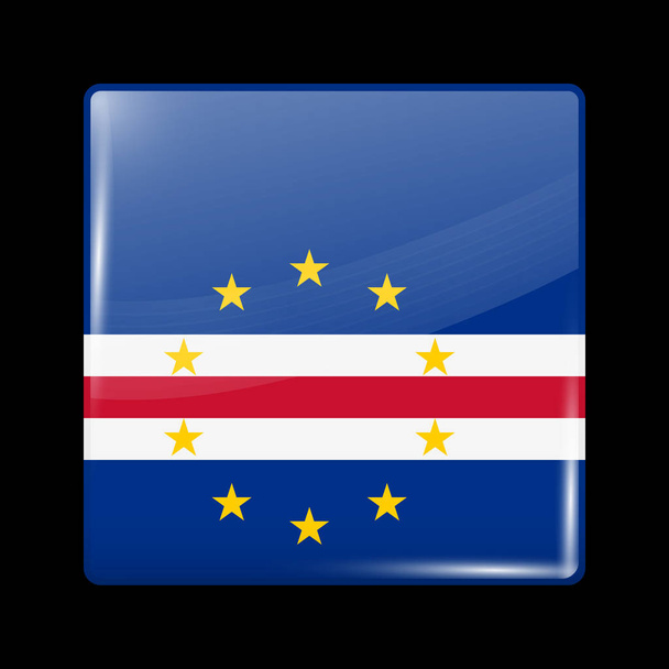 Flag of Cape Verde. Glossy Icon Square Shape. Vector - Vector, Image