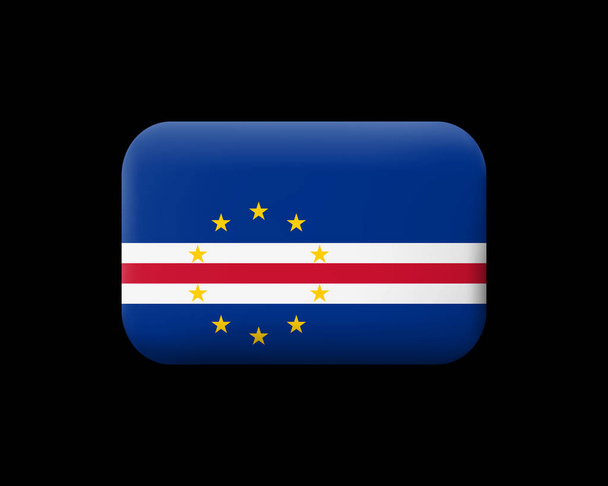 Flag of Cape Verde. Matted Vector Icon and Button. Rectangular S - Vector, Image