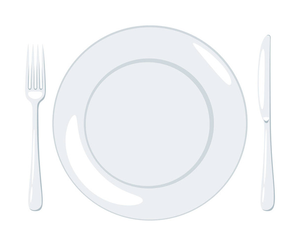 Piatto piatto vuoto e posate vettoriale illustrazione
 - Vettoriali, immagini