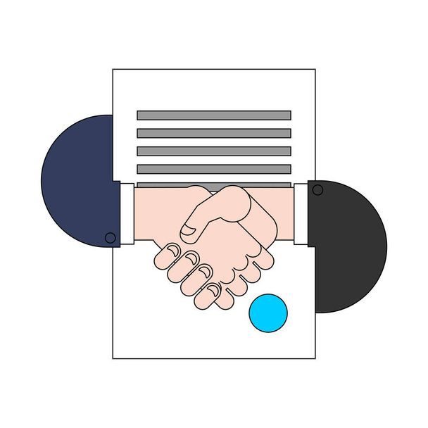 Kontrakt i znak Handshake. Podpisany symbol kontraktu Transacti - Wektor, obraz