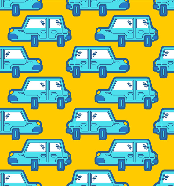 Cartoon car pattern seamless. machine Childrens style background - Vector, Image