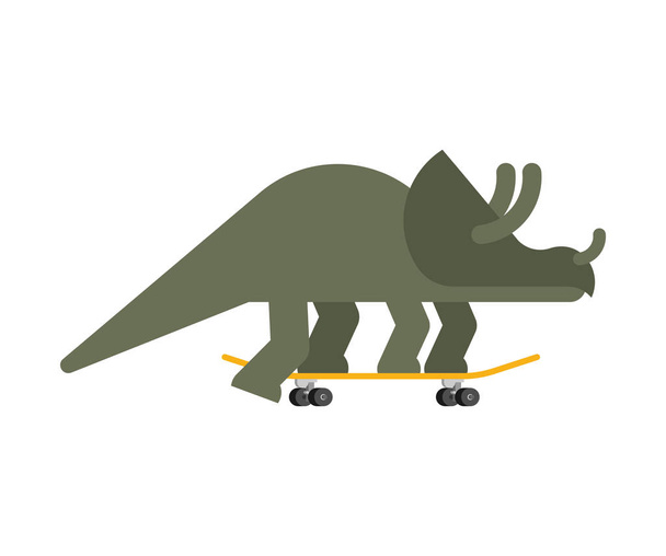 Triceratops on skateboard. Dino Skateboarder. Prehistoric lizard - Vector, Image