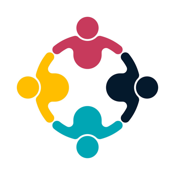 Group people logo handshake in a circle,Teamwork icon,vector illustrator - Vector, Image
