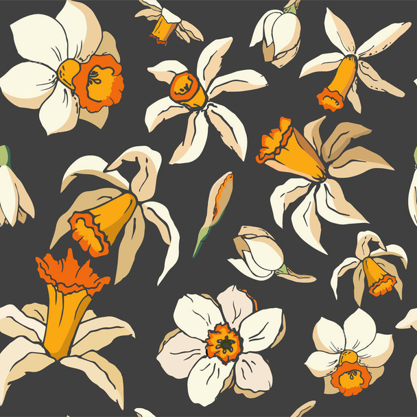 Vector floral illustration whit narcissus - Wektor, obraz