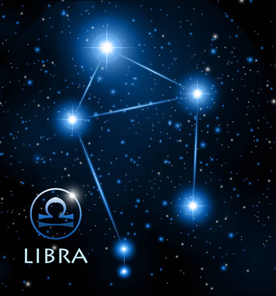 abstract space background with stars and Libra constellation - Vector, Imagen