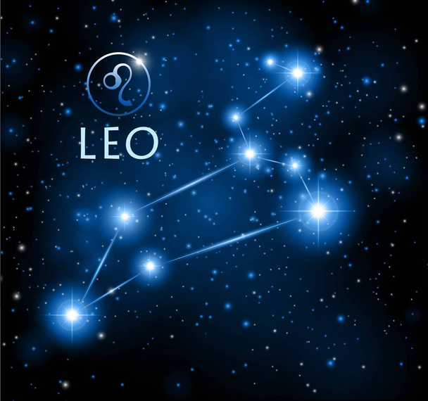 abstract space background with stars and Lion constellation - ベクター画像