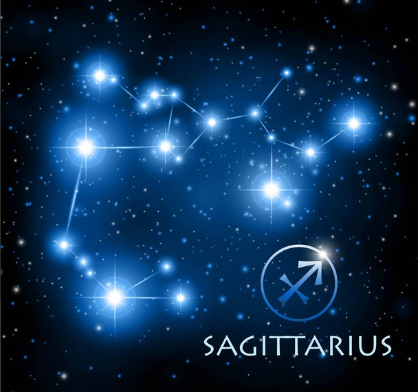 abstract space background with stars and Sagittarius constellation - Vecteur, image
