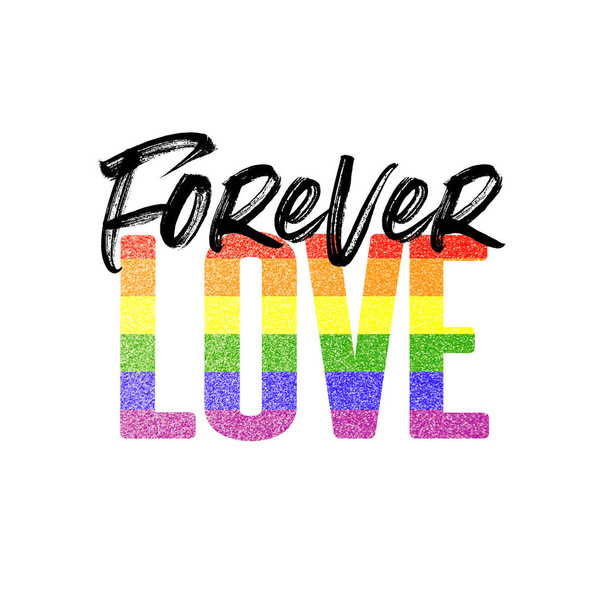 Forever love banner. Gay LGBTQ rainbow flag banner - Фото, изображение