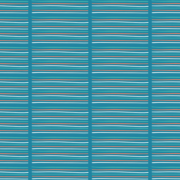 Hand drawn textured maritime stripes. Seamless vector pattern. Striped seaside coastal fashion textiles. All over print for seafaring nautical stationery, ocean marine home decor. Turquoise teal blue - Vector, Image