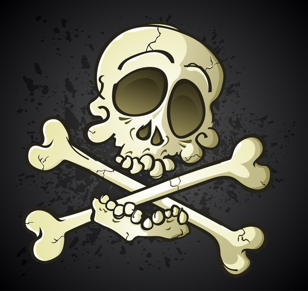 Skull and crossbones jolly roger stripfiguur - Vector, afbeelding