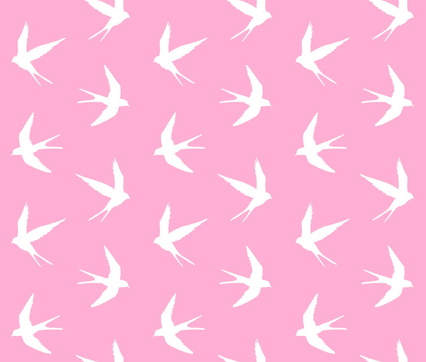 Vector seamless pattern of white swallow  on pink - Vektor, Bild