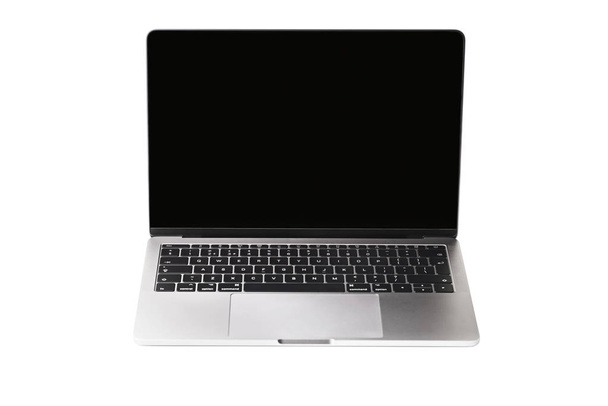 Aluminum laptop with blank screen. Isolated on white background - Photo, Image