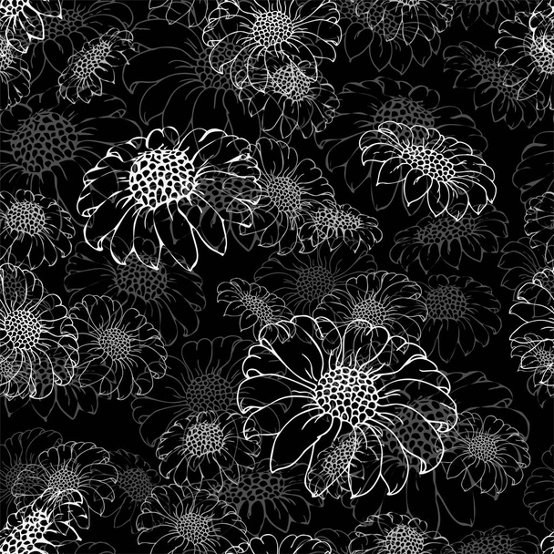 Vector chrysanthemum. Seamless pattern of golden-daisy flowers.  - ベクター画像