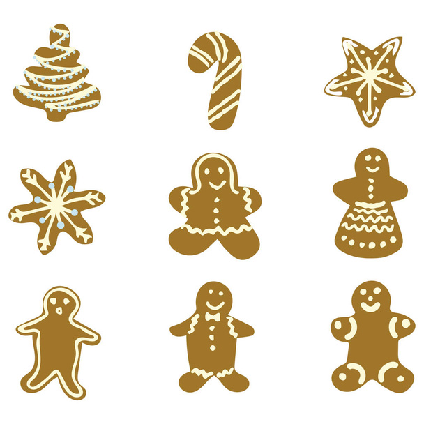 Colección de galletas de jengibre temporada festiva
 - Vector, imagen