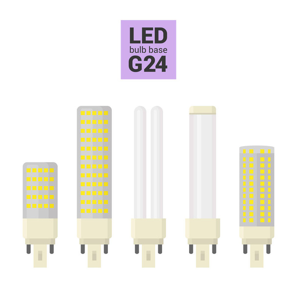 Luz led G24 bombillas vector icono colorido conjunto
 - Vector, Imagen