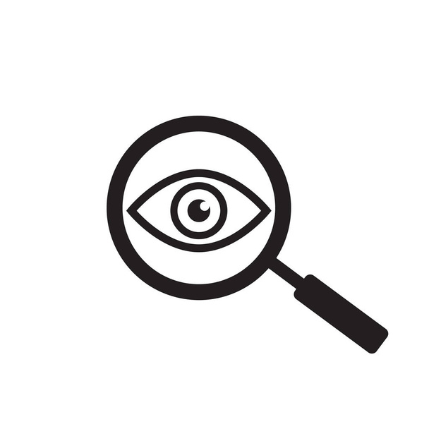 Magnifier with eye outline icon. Find icon, investigate concept symbol. Eye with magnifying glass. Appearance, aspect, look, view, creative vision icon for web and mobile f - Vektori, kuva