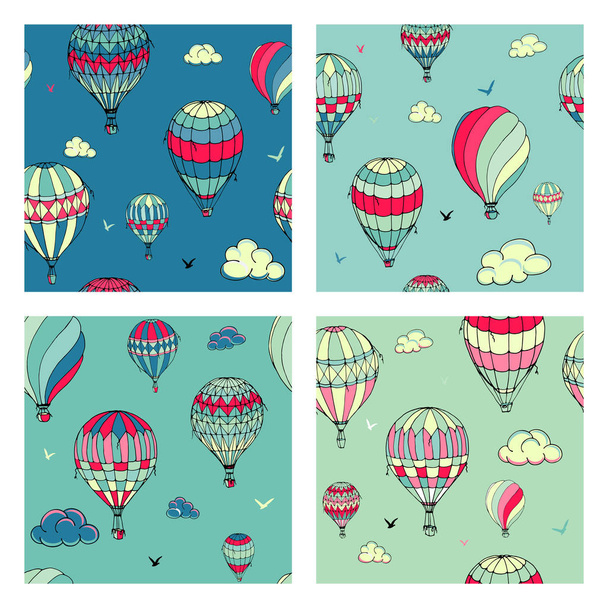 Set van vector naadloze patroon met ballonnen in pastel kleuren.  - Vector, afbeelding