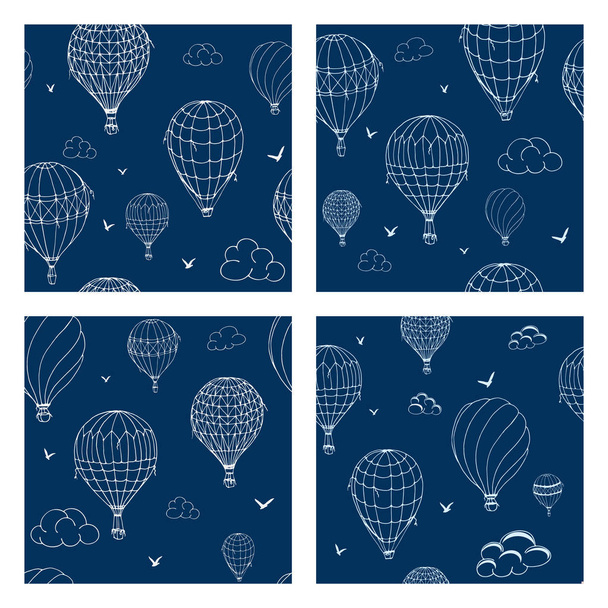 Conjunto de padrão sem costura vetorial com balões na cor monocromática
 - Vetor, Imagem