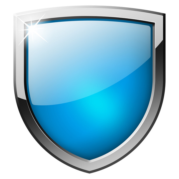 Blue shield button - Foto, afbeelding
