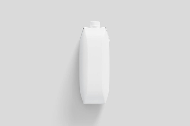 Melk-of Sappakket. kartonnen pakket mock up voor zuivelproducten, SAP of drank. Klaar voor uw ontwerp. Realistische foto. 3D rendering. - Foto, afbeelding